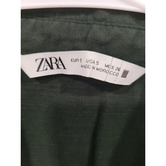 Zara Green Flowing Button Down Blouse Shirt‎ Women's size Small #10 - Picture 3 of 4